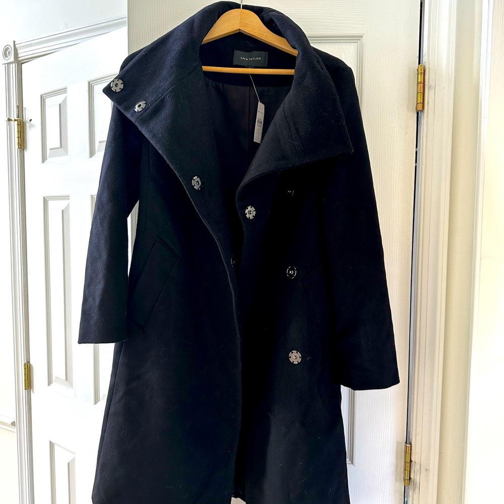 Ann Taylor funnel neck wrap coat